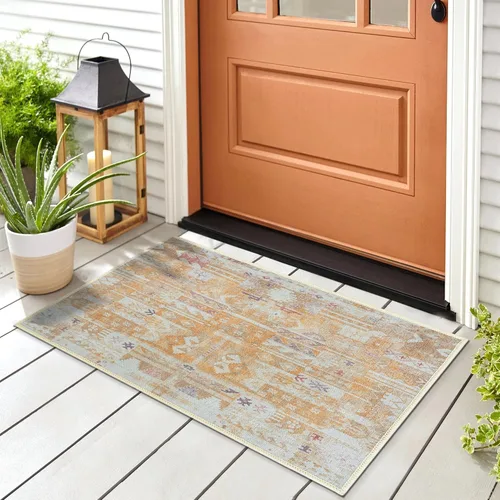 Miniatura 50 de GLN Rugs Bohemian Collection - Alfombra de felpilla lavable a máquina, bohemio vintage, antideslizante, alfombra de felpilla de pelo bajo, alfombra
