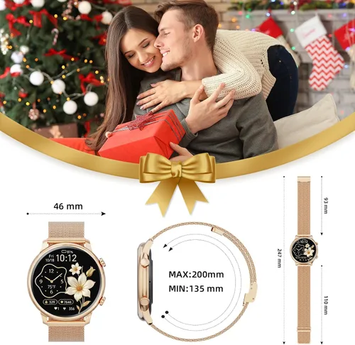 Miniatura 8 de Hwagol Relojes Inteligentes para Mujeres Teléfonos Android iPhone Compatible (Llamada Bluetooth), Rastreador de Fitness Redondo de 1.39'' Monitor