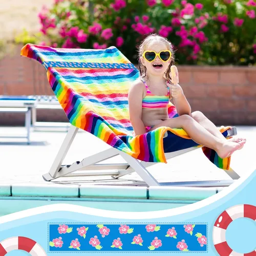 Miniatura 6 de Boao 4 Piezas Bandas de Toalla Grandes para Sillas de Playa 15.75" x 1.97" Bandas de Toalla para Sillas de Crucero Clips Elásticos a Prueba