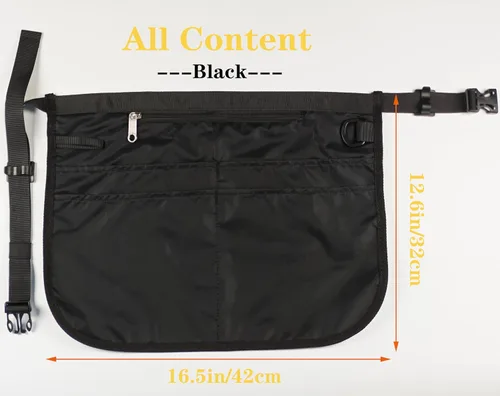 Miniatura 6 de Delantal de servidor impermeable para mujeres con 5 bolsillos, se pone y se quita rápidamente, delantales de camarera, delantal de trabajo para Negro