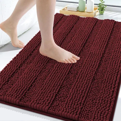 Miniatura 219 de Grandaily Alfombras de baño de felpilla a rayas de 24 x 16 pulgadas, extra gruesas y suaves, absorbentes, parte trasera de goma, alfombra de ducha