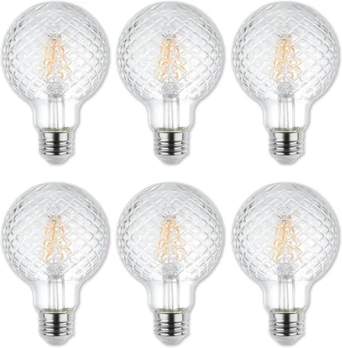 Westinghouse 5268020 - foco LED regulable de 5,5 W (equivalente a 40 W), vidrio cortado G25, filamento transparente, 6 unidades, base mediana