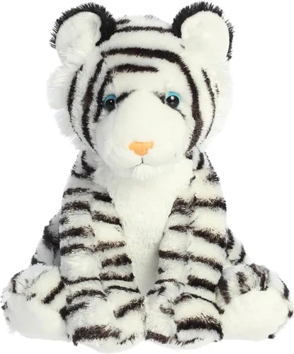 Aurora® Peluche de tigre blanco tigre, comodidad acogedora, acurrucamientos sin fin, color blanco, 14 pulgadas
