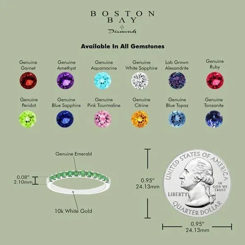 Miniatura 3 de Boston Bay Diamonds 10K Gold Gemstone Stackable Wedding Anniversary Birthstone Band Ring - Choice of Gold Color, Gemstone