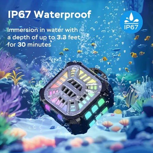 Miniatura 2 de INSMY Altavoz Bluetooth Impermeable IP67, Altavoz de Ducha Portátil Pequeño con Clip, Sincronización Múltiple de Más de 100 Altavoces, Gran Volumen