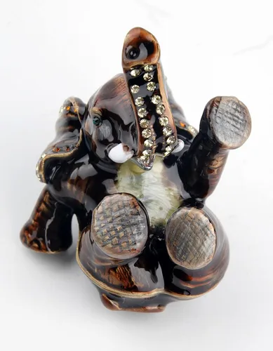 Miniatura 6 de Joyero con diseño de elefante de la suerte caja de joyería con bisagras figura de elefante pequeña con tronco para decoración del hogar regalo