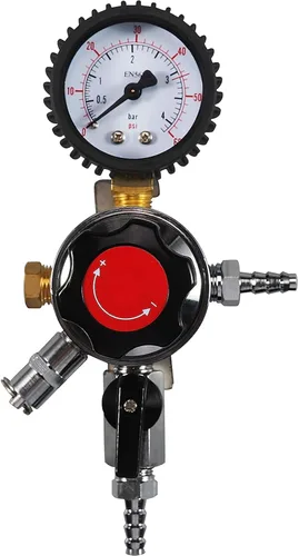 LUCKEG Barra reguladora secundaria de cerveza de barril Regulador de pared con solo 5/16 "Outlet Barb 0-60PSI Regulador de CO2 de calibre único