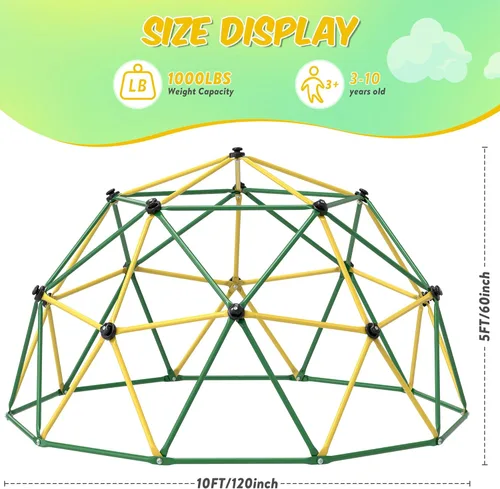 Miniatura 7 de Hapsor Cúpula de escalada, escalador de cúpula de 10 pies con hamaca y columpio, gimnasio de selva al aire libre soporta 1000 libras, fácil montaje