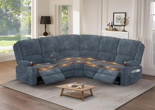 Miniatura 15 de Yolsali Sofá reclinable, sofá reclinable manual de 3 plazas con cojín de 2 niveles, sofás reclinables para sala de estar con consola removible
