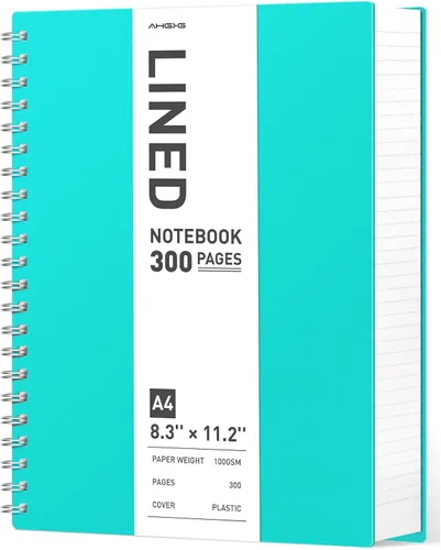 Miniatura 21 de AHGXG Cuaderno espiral rayado para universidad - Cuaderno espiral perforado A4 de 8.5" x 11", 300 páginas con páginas perforadas fáciles de rasgar