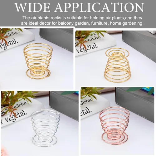 Miniatura 5 de Paquete de 6 soportes para plantas de aire, estantes de alambre de metal para plantas, contenedor Tillandsia para plantas de aire, decoración