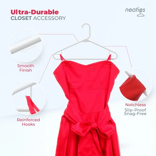 Miniatura 3 de Perchas de plástico de 15 unidades – Hechas en EE.UU. – Capacidad de 2.7 kg, perchas estándar de ropa con ganchos de correa para vestidos, lencería