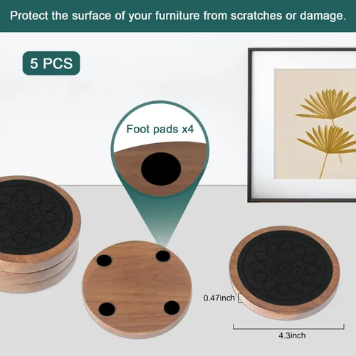 Miniatura 6 de Posavasos de madera para bebidas, Minacun conjuntos de posavasos absorbentes de 5, posavasos para bebidas para protección de mesa de café