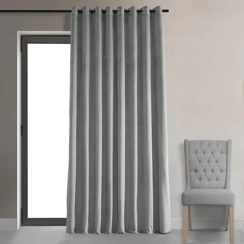 Miniatura 2 de HPD Half Price Drapes Cortinas opacas de terciopelo extra anchas con ojales, de 84 pulgadas de largo, bloqueo de calor y luz completa, para Gris