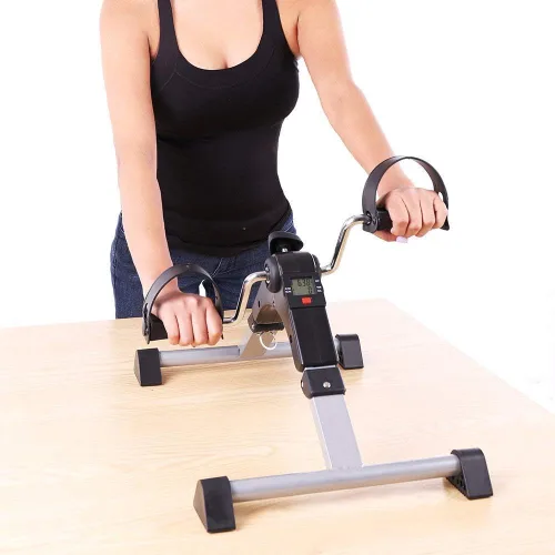 Miniatura 2 de Bicicleta estática plegable para debajo del escritorio, ejercitador de pedal de brazo y pierna portátil