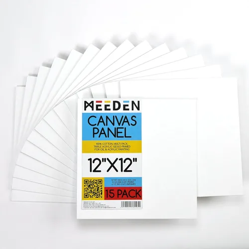 Miniatura 5 de MEEDEN Paquete de 12 tableros de lona 100% algodón para pintar, paneles de lienzo en blanco de 5 x 7 pulgadas para pintura al óleo y acrílica