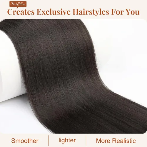 Miniatura 2 de Flufymooz - Extensión de cola de caballo de 26 pulgadas, extensiones de cabello con cordón y clip rectas, cola de caballo falsa natural suave