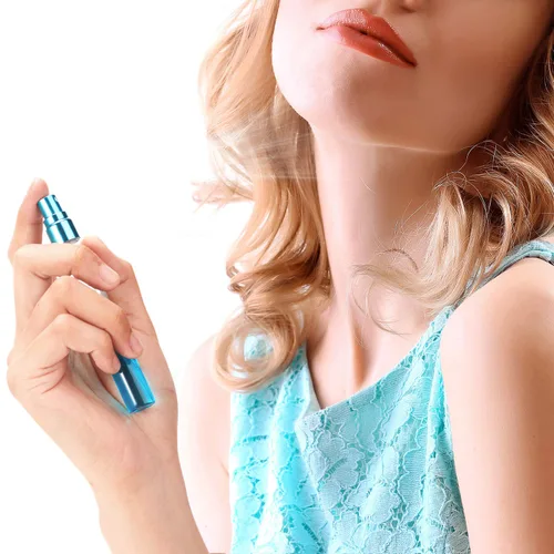Miniatura 2 de 18 mini botellas de perfume de viaje de 0.3 fl oz (0.3 fl oz) de vidrio colorido pulverizador de niebla fina botellas de aerosol vacías envase