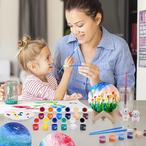 Miniatura 4 de Minleway Kit Recargable de Pintura para Hacer tu Propia Lámpara de Luna de 7.1 Pulgadas con 16 Colores, Kit de Artes y Manualidades para Hacer Luces