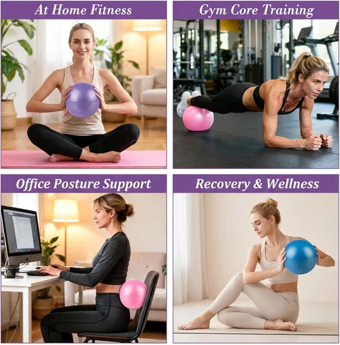 Miniatura 6 de RAINFLOW Pelota de ejercicio pequeña de 3 piezas, pelota de pilates de 9 pulgadas, pelota de yoga pequeña para estabilidad, terapia física, fitness