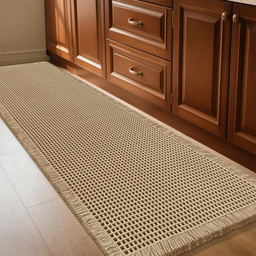 Miniatura 18 de IM HOME Tapete de baño de punto gofre, color caqui, de 24 x 17 pulgadas, tejido bohemio, moderno, absorbente, antideslizante, suave, lavable