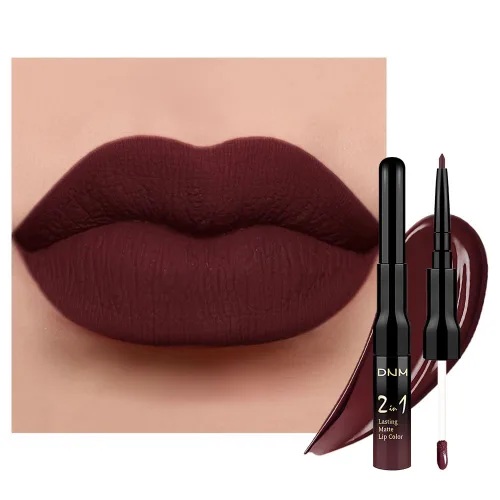 Miniatura 24 de 3 piezas 2 en 1 Set de delineador y lápiz labial líquido de color negro oscuro, púrpura y azul real para mujeres, tinte labial de larga duración, a
