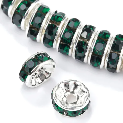 Miniatura 12 de Weebee 100 cuentas espaciadoras Rondelle, cuentas de cristal chapadas en plata, con diamantes de imitación checos, cuentas sueltas para hacer joyas