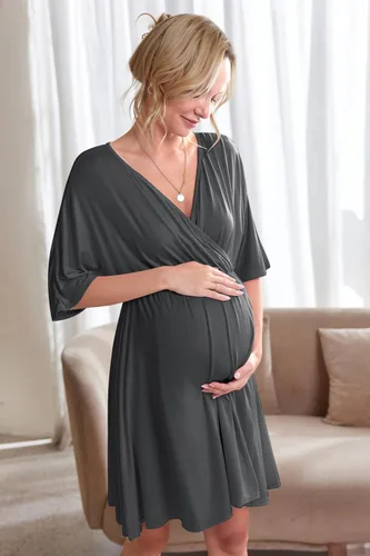 Miniatura 5 de Ekouaer Vestido de maternidad 3 en 1 para el trabajo de partopartohospital, camisón de enfermería, ropa de dormir para la lactancia materna