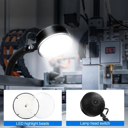 Miniatura 5 de Luz de trabajo LED magnética de 20W, 2000LM, cuello de cisne flexible de 19.685 in, para máquina de coser, torno, banco de trabajo, iluminación