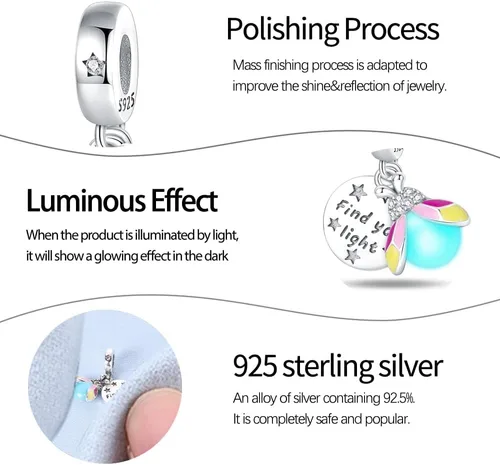 Miniatura 83 de Pandach Dijes colgantes de plata de ley 925 para pulseras y collares, dijes colgantes de Madonna con cuentas de girasol, joyería para mujer