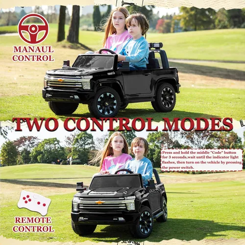 Miniatura 7 de NEWQIDA Coche eléctrico de 24 V para niños con control remoto, licencia Chevrolet Silverado HD, batería de 7ah, vehículo de juguete tipo Ride-on