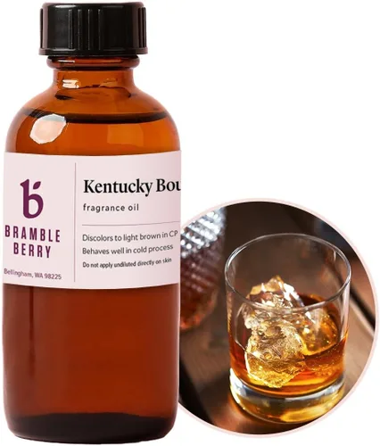 Aceite de fragancia de Bourbon de Kentucky de Bramble Berry 59 ml | Aroma masculino cálido para hacer jabón, elaboración de velas, aceite para barba