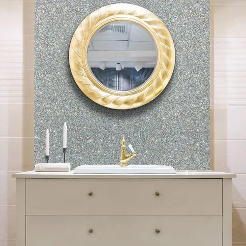Miniatura 7 de VEELIKE Papel tapiz holográfico con purpurina plateada de 15.7 x 118 pulgadas, para pegar y despegar, extraíble, papel de contacto con purpurina