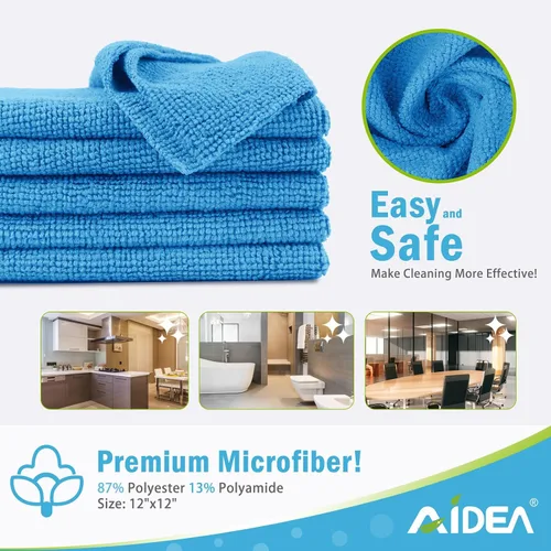 Miniatura 6 de AIDEA Microfiber Cleaning Cloth Blue-50PK, Soft Absorbent Shop Rags, Microfiber Towels for Cars, Kitchen Towels, Dusting Cloth for Home, Window