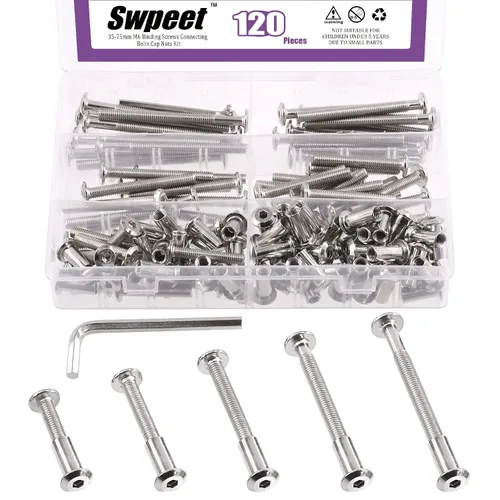 Miniatura 13 de Swpeet Kit Surtido de 25 Piezas de Tornillos de Encuadernación Plateados Chapados en Níquel M6x16mm con Cabeza Hexagonal de Casquillo, Pernos
