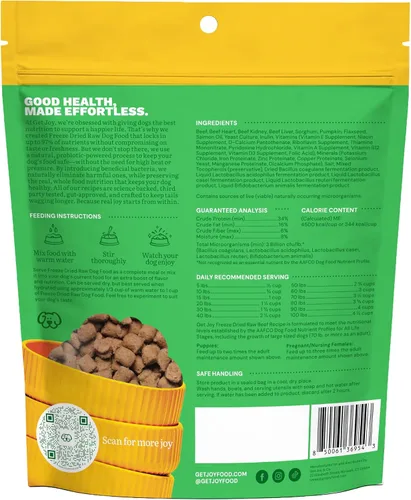 Miniatura 6 de Get Joy Alimento liofilizado para perros Receta de carne de res con superalimentos para la salud intestinal y la digestión Comida o adorno
