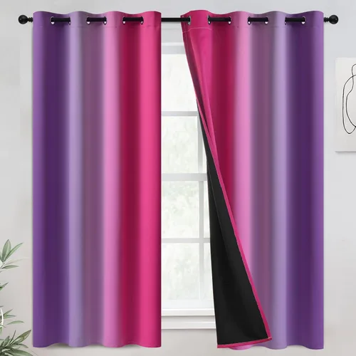 Miniatura 38 de COSVIYA - Cortinas 100% opacas y visillos con ombre, cortinas negras de 63 pulgadas de largo, 2 paneles, cortinas de oscurecimiento total