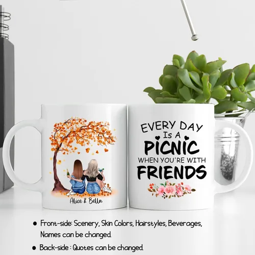 Miniatura 5 de Taza de café blanca de 2 mejores amigos, 11 onzas, 15 onzas, taza de amistad personalizada para mujeres, mejor amiga, mejor amiga, hermana, hermana
