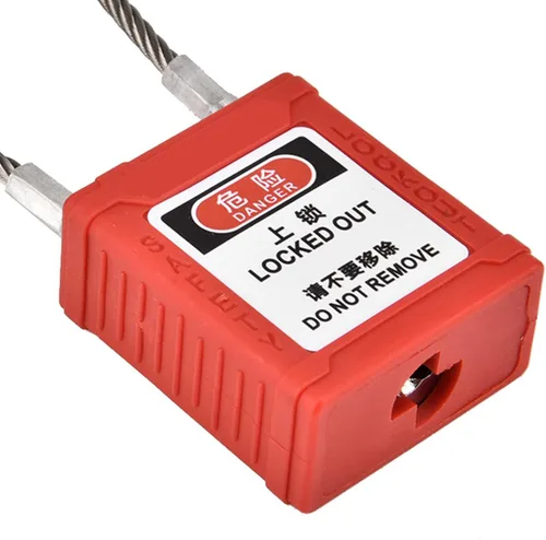 Miniatura 7 de Candado de seguridad, cerradura de cuerda de acero inoxidable con diseño de línea antideslizante y funda PA de nailon, para etiquetado de bloqueo