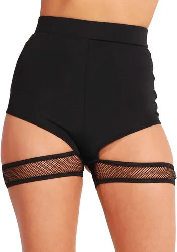 Miniatura 8 de Pantalones cortos para mujer, sexy, rave, color negro, para yoga, baile, bikini de cintura alta, traje de concierto de música
