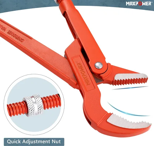Miniatura 5 de MAXPOWER Alicates para tubos modelo sueco de 15 pulgadas, mordaza angular de 45 grados