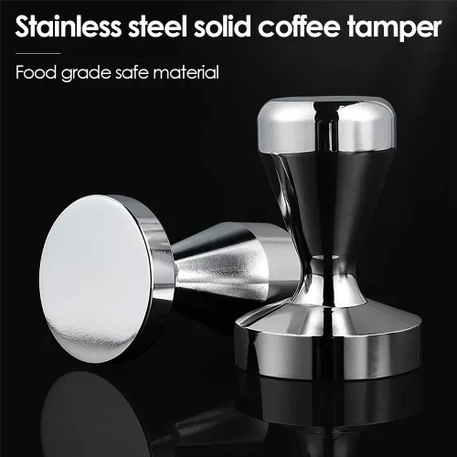 Miniatura 3 de Manipulador de café de 2.008 in de acero inoxidable, base plana, base plana para café, base plana, barista, oficina, familia, accesorios