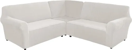 Miniatura 20 de MIFXIN Fundas para sofá modular de esquina de 5 plazas en forma de L, 3 piezas, terciopelo elástico, suave, lavable, protector de sofá para sofás