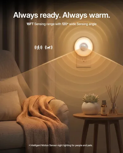 Miniatura 2 de YELKO Luz nocturna con sensor de movimiento: luz nocturna LED antideslumbrante blanca cálida de 3000 K, ultra brillante, acogedora, suave,