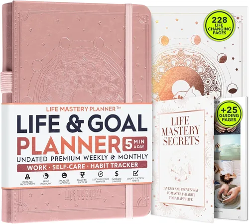 Miniatura 8 de Agenda de vida y objetivos: agenda diaria, semanal y mensual sin fecha para pasión, organizador, aumento de la productividad, propósito, éxito y Oro