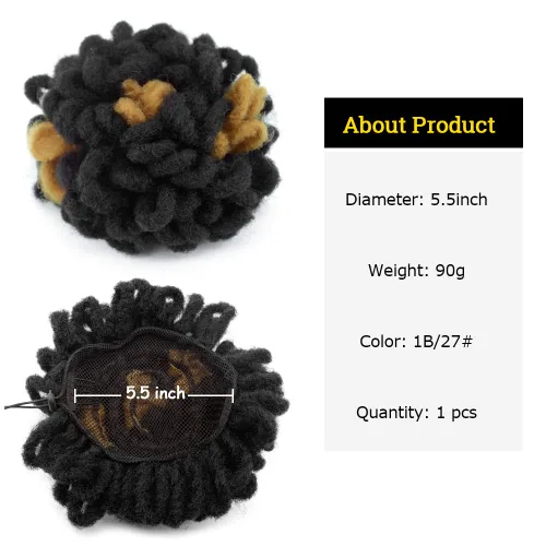 Miniatura 2 de Moños de Cola de Caballo con Cordón Negro Marrón Loc para Mujeres Negras Moño Rizado de Pétalo Loc Cola de Caballo de Rastas Trenzas Faux Locs Moño