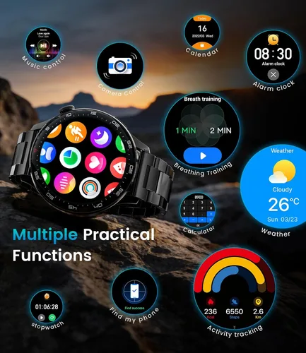 Miniatura 5 de Reloj inteligente de pantalla HD grande de 1.7 pulgadas para hombres con llamada Bluetooth, más de 100 modos deportivos, 800 mAh, IP68 impermeable