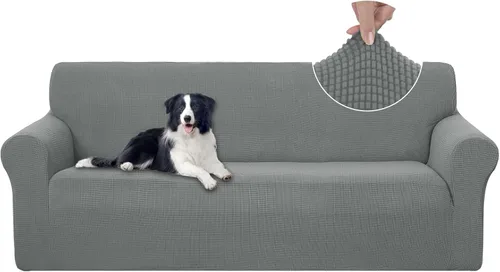 U-NICE HOME Funda elástica para sofá, lavable, protector de muebles para sofá de 3 cojines, apta para mascotas (sofá, gris)