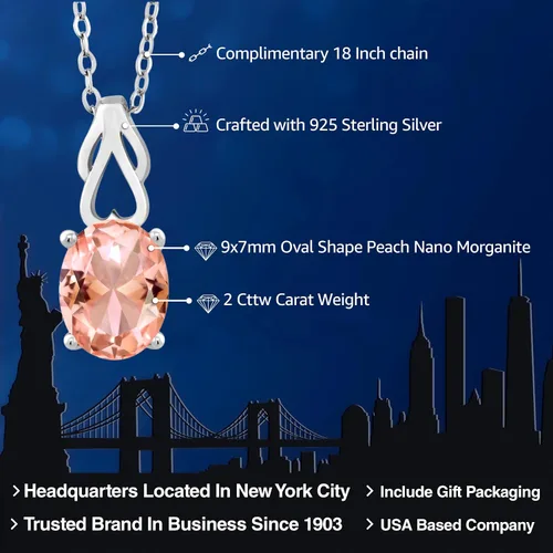 Miniatura 71 de Gem Stone King Collar de plata de ley 925 con piedra natal ovalada de 0.354 x 0.276 in Collar con colgante solitario para mujer Con cadena
