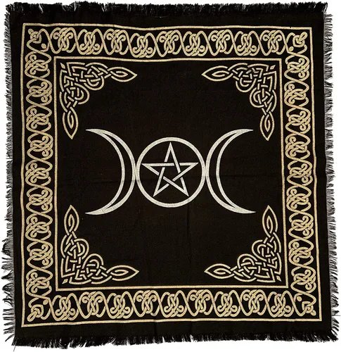 AzureGreen Paño de altar pentagrama con borde dorado (24 x 24 pulgadas) (36 x 36 pulgadas)